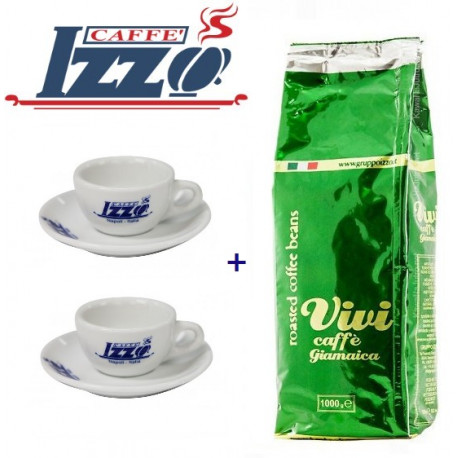 IZZO Vivi Caffe Giamaica 1kg zrnková káva + 2 hrníčky