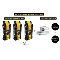 VERGNANO PROMO - 3 x Biologica 100% Arabica, 1 kg + salek zdarma